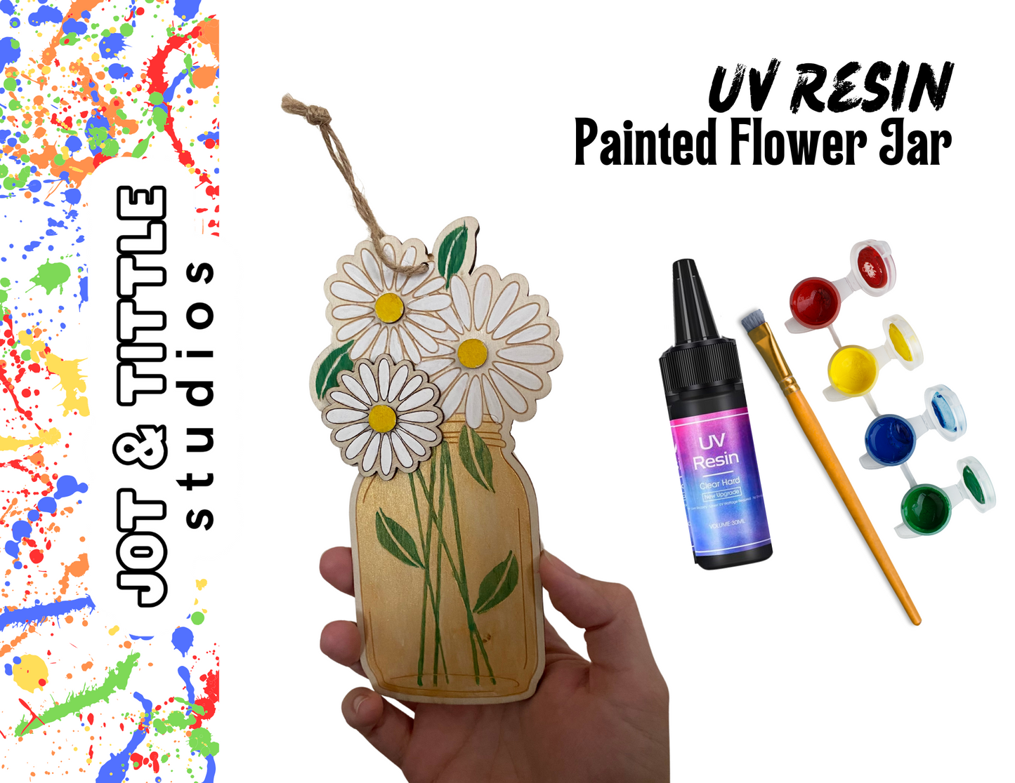 Resin Jar Wooden Flowers